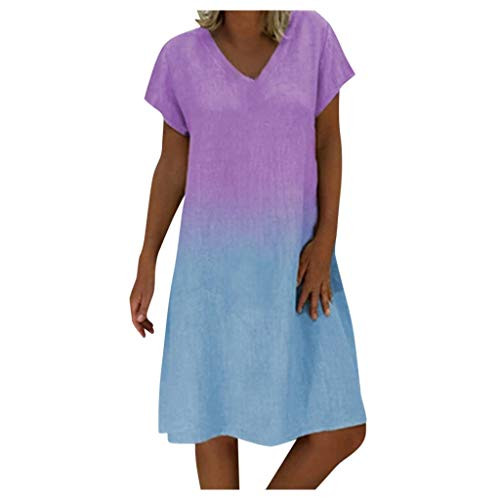 Hotkey Women's Short Sleeve V Neck T Shirt Dress Tie-dye Printed Tank Mini Dress Casual Plus Size Beach Mini Dress Purple Hotkey Women's Short Sleeve V Neck T Shirt Dress Tie-dye Printed Tank Mini Dress Casual Plus Size Beach Mini Dress Purple