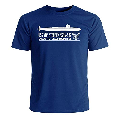 Military Productions  Inc. USS Von Steuben SSBN-632 Officially Licensed US Navy Submarine Men's Short Sleeve Navy Blue Extra Large T-Shirt