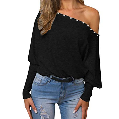 Bravetoshop Off The Shoulder Tops for Women Loose Sexy Long Sleeve Drape Dolman Shirt Blouses Black Bravetoshop Off The Shoulder Tops for Women Loose Sexy Long Sleeve Drape Dolman Shirt Blouses Black