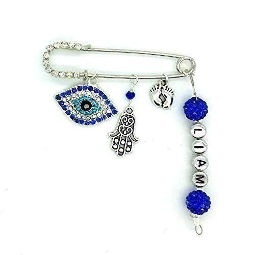 Personalized Blue Evil Eye Name Stroller Pin