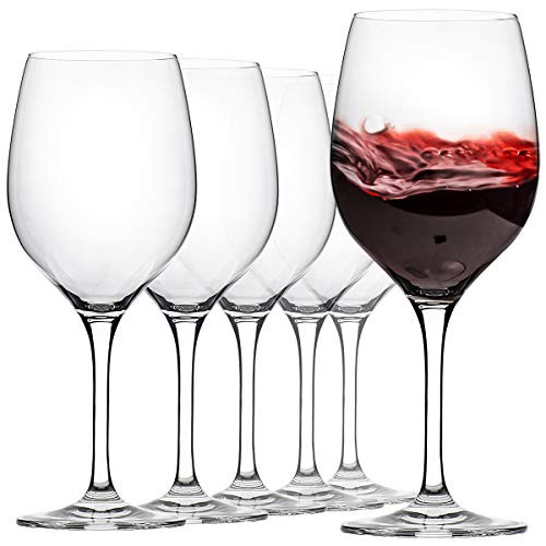 FAWLES Crystal Red Wine Glasses Set of 6  Ultra-Thin Rim 17 Ounce Stemmed Clear Wine Glass Set for Red  White  Sparkling Wine  Italian Style Stemware for Wine Tasting  Birthday
