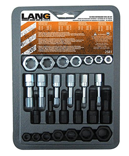 Lang Tools 2581 26-Piece Thread Restorer Tap and Die Set  black