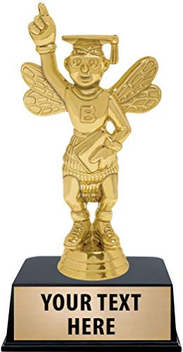 Crown Awards Spelling Bee Trophies with Custom Engraving  6" Personalized Spelling Bee Trophy On Black Base 1 Pack