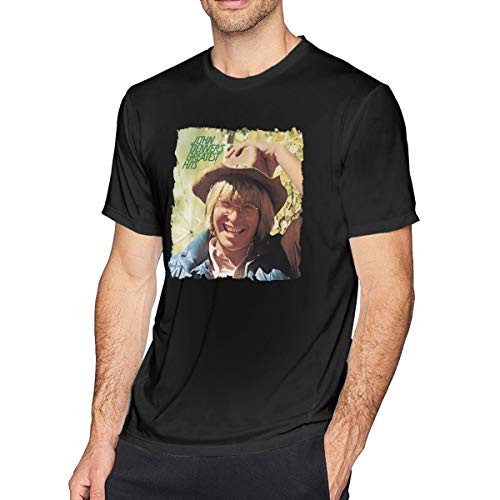 John Denver Greatest Hits T Shirt Men Short Sleeves Round Neck Cotton Tee Black