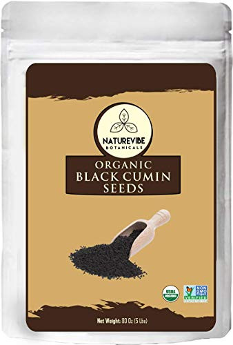 Naturevibe Botanicals Organic Black Cumin Seed Whole  Nigella Sativa  5lbs  Gluten-Free  and  Non-GMO  80 ounces