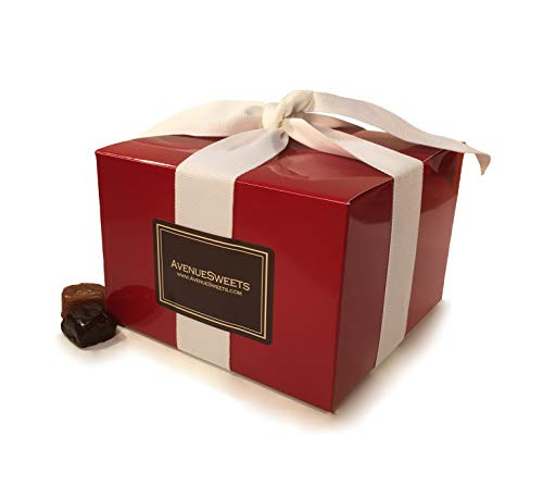 AvenueSweets - Handcrafted Individually Wrapped Soft Caramels - Red 1.5 lb Gift Box - Customize Your Flavors