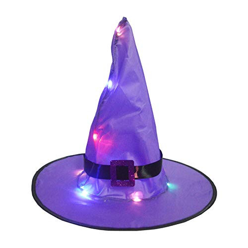 FYYTRL Witch Hat Halloween Decorations Hanging Lighted Glowing Witch Hat Decorations Halloween Lights String Halloween Decor for Outdoor  Yard  Tree Purple
