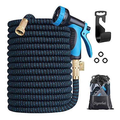 100 ft Garden Hose Expandable Water Hose with 10 Function Spray Nozzle  3-Layers Latex Expanding Flexible Outdoor Yard Hose with Solid Brass Fittings  Durable Hose Pipe for Watering Car Washing