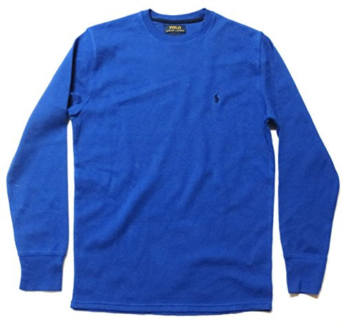 Ralph Lauren Polo Men's Crew Neck Long-Sleeved Waffle Knit T-Shirt Thermal - Small  Royal Blue