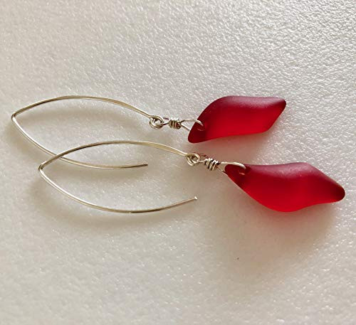 Red Sea Glass Earrings Cherry Red Cultured Sea Glass Sea Glass Wave Beach Earrings Sterling Silver. Red Sea Glass Earrings Cherry Red Cultured Sea Glass Sea Glass Wave Beach Earrings Sterling Silver.