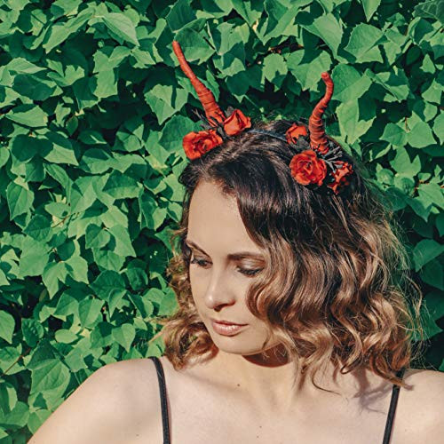 Red Antler headband - Demon horns - Devil horns headband - Halloween crown - Gothic flower crown