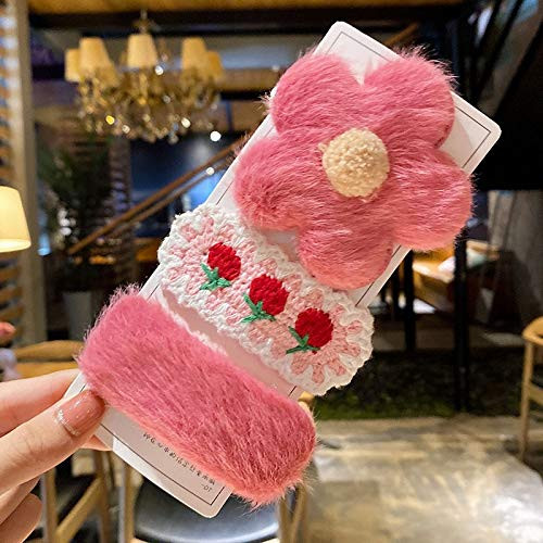 xingxing 5 6 10 20 Pcs Box Girls Cute Knitting Animal Cartoon Flower Hair Clips Children Sweet Soft Hairpins Kid Hair Accessories Set  Color   Roes red 3 Pcs