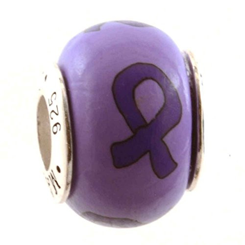 Purple Ribbon Awareness Bead Alzheimer's Pancreatic Cancer Epilepsy Cystic Fibrosis Lupus for Add-A-Bead Bracelets Clay and Sterling Silver by MAYselect Purple Ribbon Awareness Bead Alzheimer's Pancreatic Cancer Epilepsy Cystic Fibrosis Lupus for Add-A-Bead Bracelets Clay and Sterling Silver by MAYselect