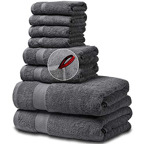 SEMAXE Towel Luxury Bath Towel Sets for Bathroom. Hotel  and  Spa Quality. 2 Large Bath Towels   2 Hand Towels  4 Washcloths. Premium Bathroom Towels. Soft  Plush and Highly Absorbent  Set of 8 Grey