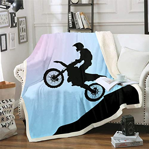 Dirt Bike Fleece Blankets for Kids Boys Teens Extreme Sports Theme Blankets and Throws Motocross Racer Printed Blanket Motorcycle Sherpa Blanket Room Decor Fuzzy Blanket Baby 30"x40" Black Blue Dirt Bike Fleece Blankets for Kids Boys Teens Extreme Sports Theme Blankets and Throws Motocross Racer Printed Blanket Motorcycle Sherpa Blanket Room Decor Fuzzy Blanket Baby 30"x40" Black Blue