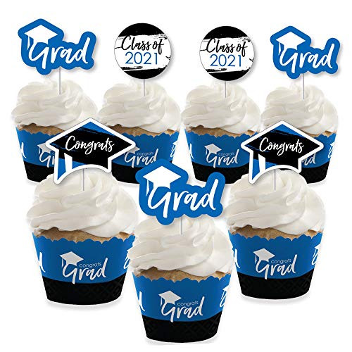 Big Dot of Happiness Blue Grad - Best is Yet to Come - Cupcake Decoration - 2021 Royal Blue Graduation Party Cupcake Wrappers and Treat Picks Kit - Set of 24 Big Dot of Happiness Blue Grad - Best is Yet to Come - Cupcake Decoration - 2021 Royal Blue Graduation Party Cupcake Wrappers and Treat Picks Kit - Set of 24