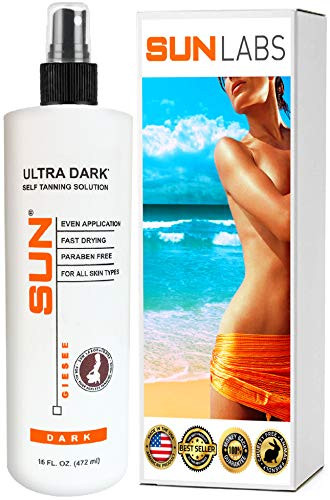 Spray Tan Solution (Dark) Self Tanning Micro Mist (16 oz) for Airbrush Tanning - Natural Sunless Solution, Body and Face for Bronzing and Golden Tan - Very Dark Sunless Bronzer Flawless Fake Tanning