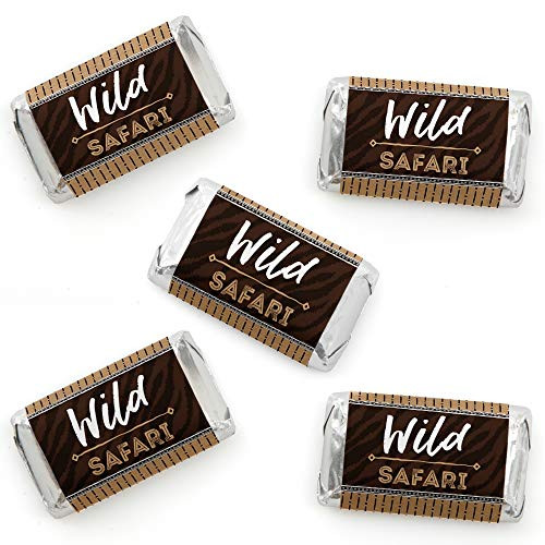 Wild Safari - Mini Candy Bar Wrapper Stickers - African Jungle Adventure Birthday Party or Baby Shower Small Favors - 40 Count Wild Safari - Mini Candy Bar Wrapper Stickers - African Jungle Adventure Birthday Party or Baby Shower Small Favors - 40 Count