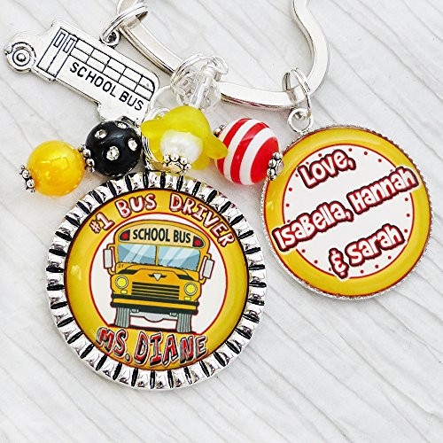 Personalized Bus Driver Gift  1 Bus Driver Keychain  Appreciation  Personalized Bus Driver from Child  School Bus Charm  Yellow