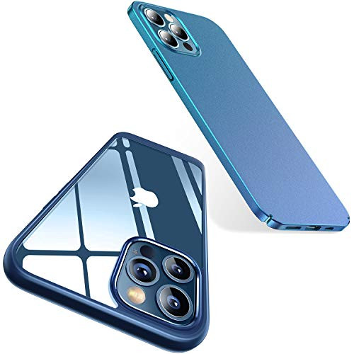 CASEKOO Crystal Clear Pacific Blue  and  Slim Fit Metallic Blue Case Designed for iPhone 12 12 Pro