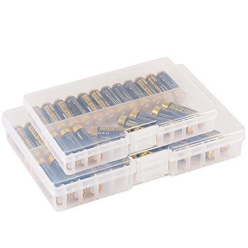 Whizzotech AA and AAA Battery Storage Case Holder Organizer Box Hold 48 AA and AAA