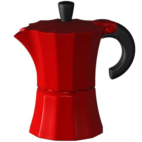 Gnali  and  Zani Coffee Maker Morosina for 3 Cups  Aluminium  Red  28 x 28 x 18 cm