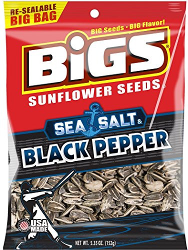Bigs Sea Salt and Black Pepper Sunflower Seeds  5.35 Ounce  Pack of 6