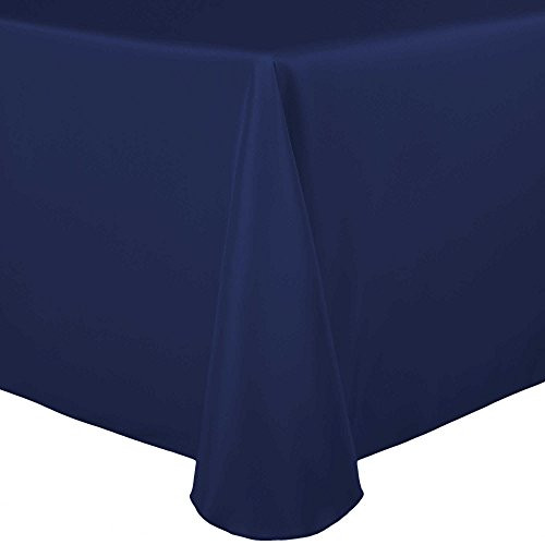 Ultimate Textile 60 x 84-Inch Oval Polyester Linen Tablecloth Navy Blue