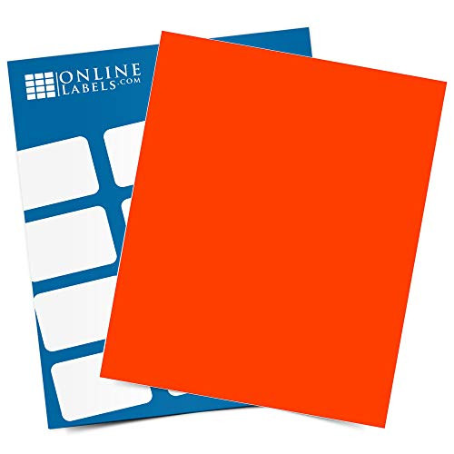 Fluorescent Red Sticker Paper  8.5 x 11 Full Sheet Label  100 Sheets  Inkjet or Laser Printer  Online Labels