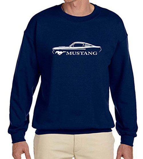 1965 1966 Ford Mustang Fastback Classic Outline Design Sweatshirt XL Navy Blue 1965 1966 Ford Mustang Fastback Classic Outline Design Sweatshirt XL Navy Blue