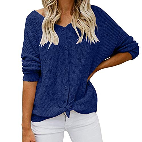 Goddessvan 2019 Womens Sexy Tops Blouse Casual Long Sleeve Off Shoulder Sweater Button Down Shirts Blue