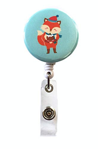 Winter Friends Christmas Retractable Badge Reel ID Badge Holder (Fox)