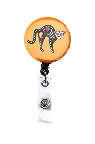 Sugar Skull Cats Retractable Badge Reel ID Badge Holder (Design 3)