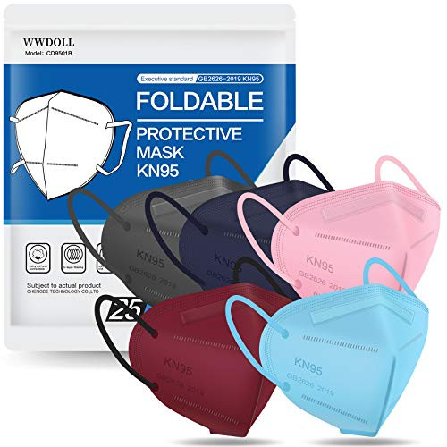 25 Pack KN95 Face Mask  Filter Efficiency?95%  5-Ply KN95 Mask Protection Against PM2.5  Fire Smoke  Dust Cup Dust Mask  Pink  Blue  Purple  Red  Gray