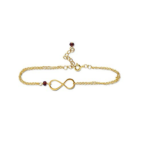 January Birthstone Infinity Charm Bracelet - Garnet Yellow Gold Fill Vermeil - Handmade Jewelry Gift for Her January Birthstone Infinity Charm Bracelet - Garnet Yellow Gold Fill Vermeil - Handmade Jewelry Gift for Her