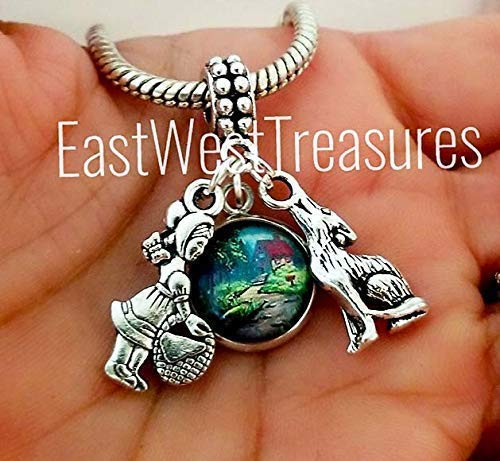 Little Red Riding Hood Jewelry Gift for girls Women Bracelet Necklace with Wolf Charm Little Red Riding Hood Jewelry Gift for girls Women Bracelet Necklace with Wolf Charm
