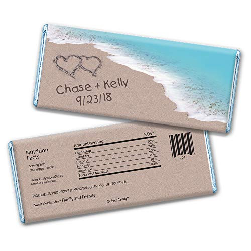 Personalized Wedding Wrappers for Hershey's Chocolate Bar Candy Favors  25 Wrappers  - Blue Foil
