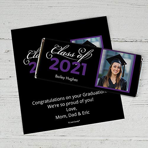 25ct Graduation Party Favors Personalized Wrappers for Hershey's Candy Bars - Purple