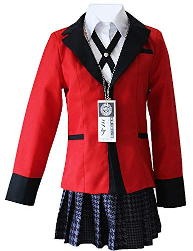 Yumeko Jabami Costume School Uniforms Anime Cosplay Party Full Set  X-Small  Red