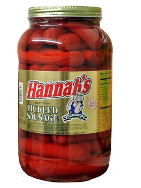 Hannah's Red Hot Pickled Sausage Links- 4lb Jar Hannah's Red Hot Pickled Sausage Links- 4lb Jar