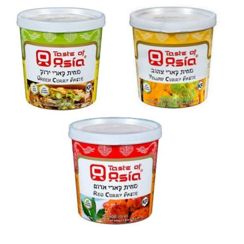 Taste of Asia Kosher Curry Paste Variety Pack  Red  Green  and Yellow