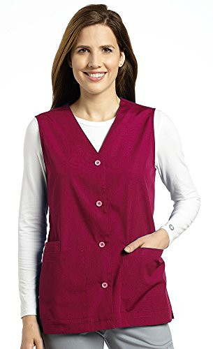Marvella by White Cross Women's Button Front Solid Scrub Vest X-Large Wine