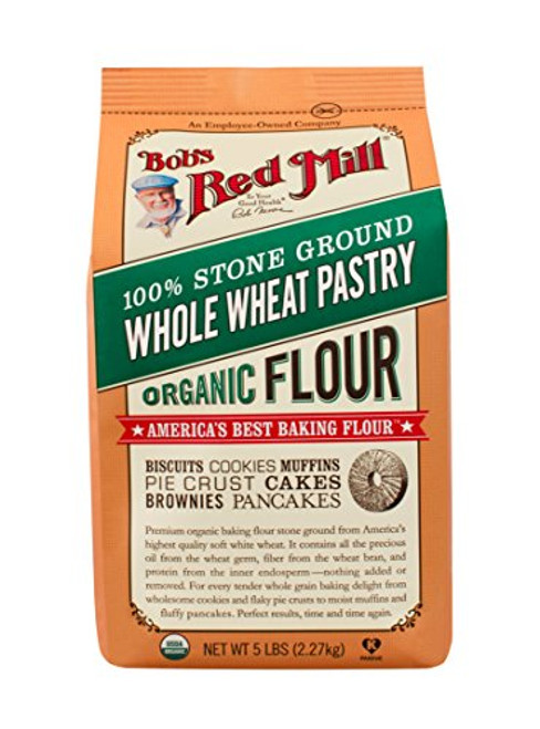 Bob's Red Mill Organic Pastry Flour Whole Wheat  5 lb  Pack of 4