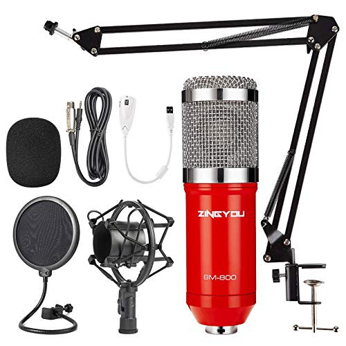 ZINGYOU Condenser Microphone Bundle BM-800 PC Microphone Professional Cardioid Studio Mic Set with Mic Suspension Scissor Arm Shock Mount and Pop Filter for Studio Recording and Broadcasting Aurora R ZINGYOU Condenser Microphone Bundle BM-800 PC Microphone Professional Cardioid Studio Mic Set with Mic Suspension Scissor Arm Shock Mount and Pop Filter for Studio Recording and Broadcasting Aurora R