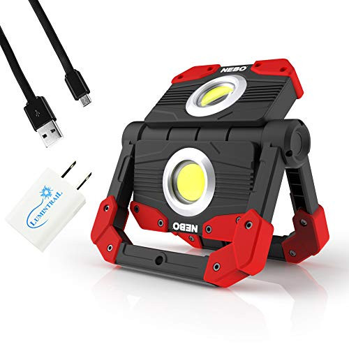 Nebo OMNI 2K Rechargeable Work Light 2000 Lumen LED Light and Power Bank Bundle with a USB Wall Adapter