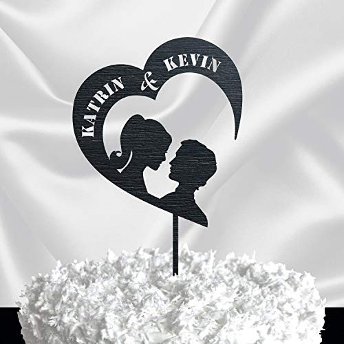 Silhouette Cake Topper Mr And Mrs - Gold Glitter Wedding Cake Topper Couple - Wedding Cake Topper Mr  and  Mrs - Custom Cake Topper Black