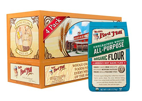 Bob's Red Mill Flour White Unbleached Organic  5-Pound  Pack of 4