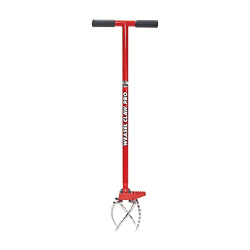 Garden Weasel Garden Claw Pro  Cultivate  Loosen  Aerate  and Weed  Adjustable Tines  Made from Carbon Steel 38 Long  Red Silver