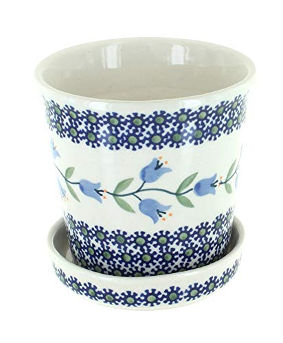 Blue Rose Polish Pottery Tulip Flower Pot