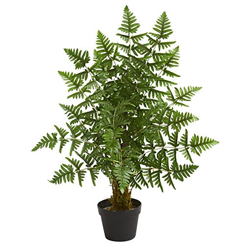 Nearly Natural 3 Ruffle Fern Palm Tree Artificial Plant Green